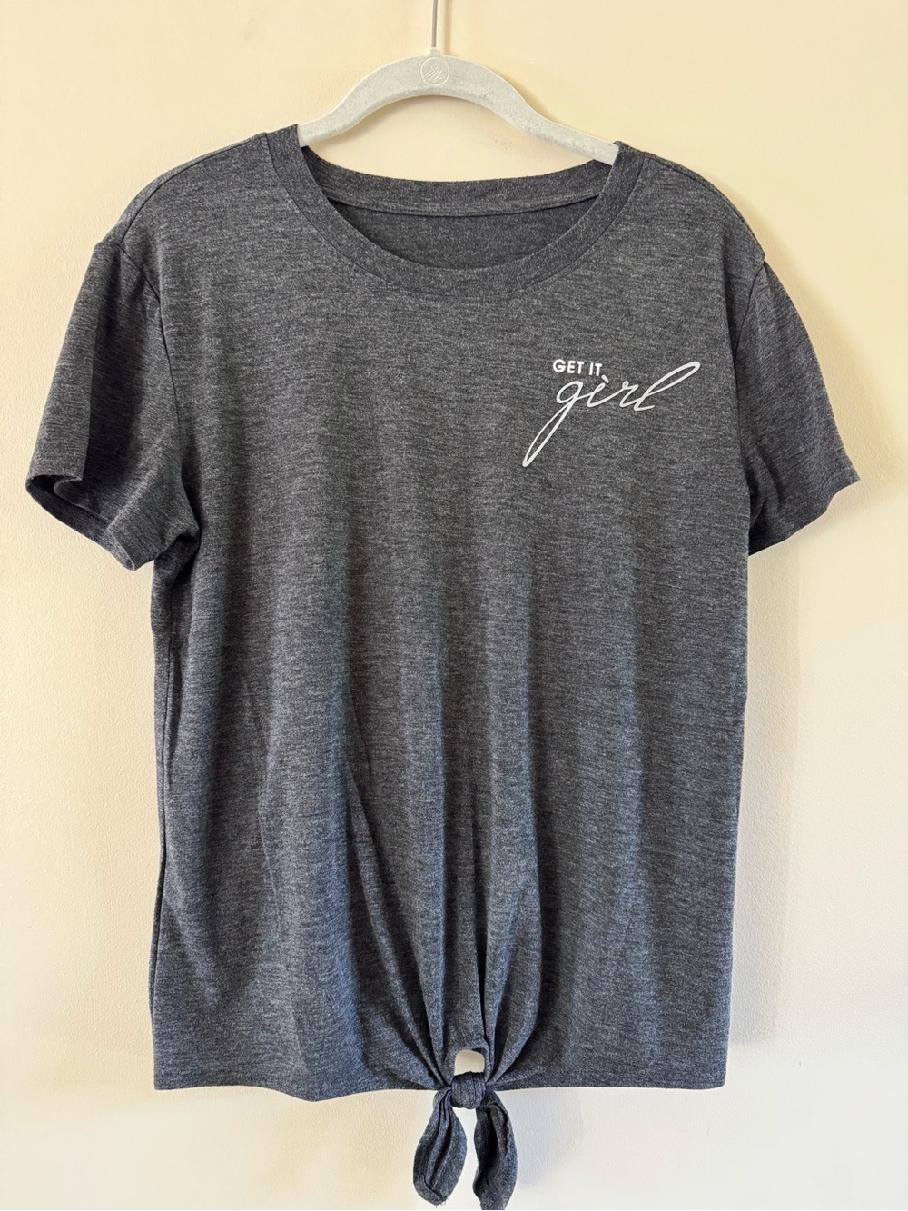 Get It Girl Charcoal Tie-Hem Tee